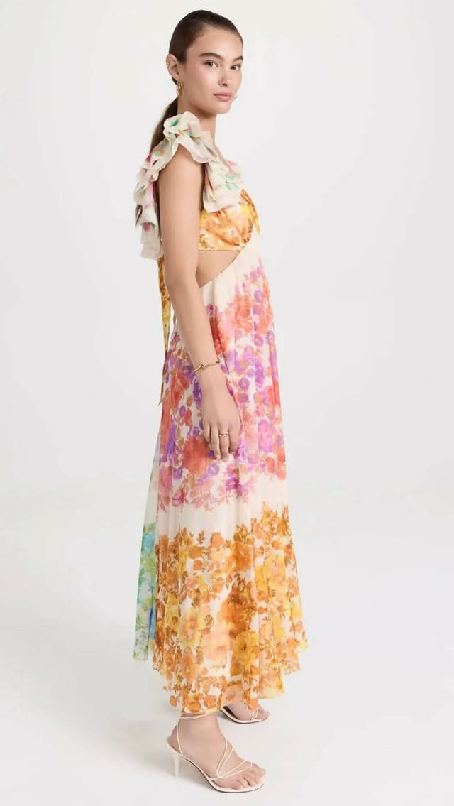 Women's Wedding Guest Floral V Neck Maxi Dress